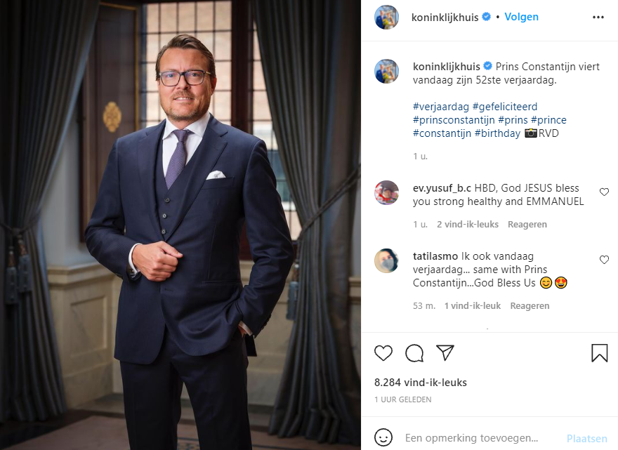 Screenshot Instagram Constantijn 52 Jaar Koninkljk Huis