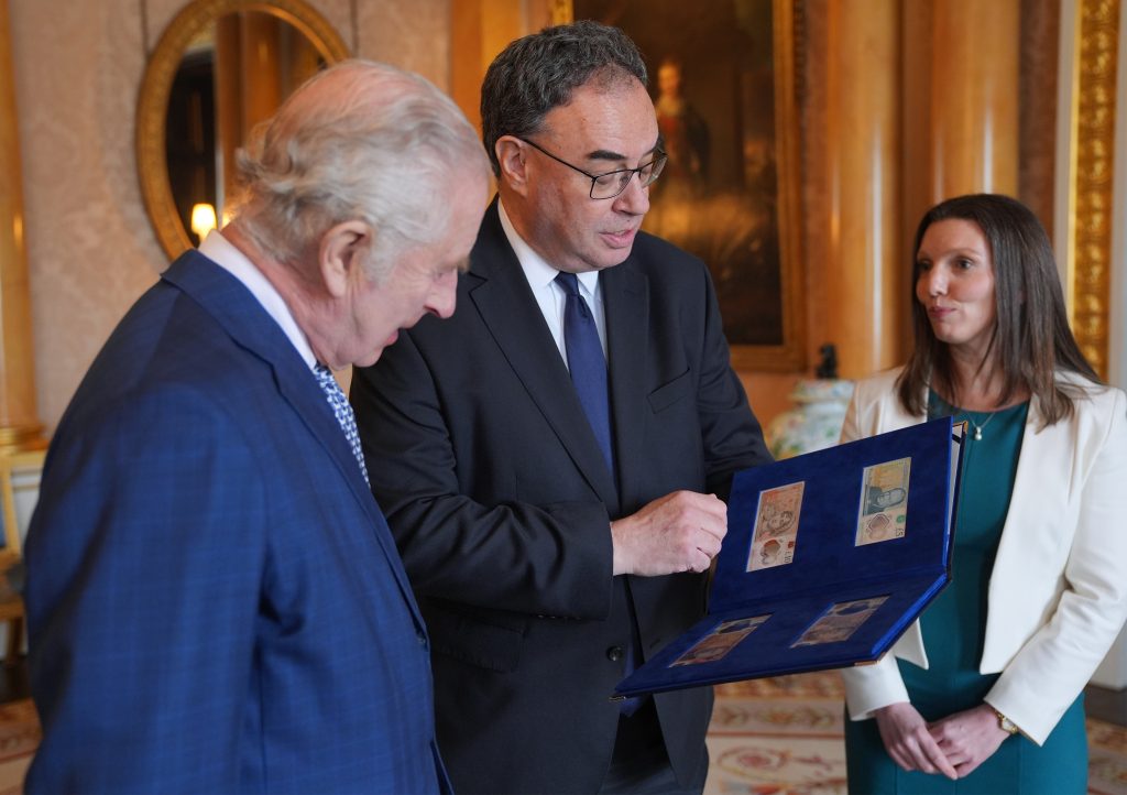 King Charles Iii Is Presented With First Bank Notes Featuring His Portrait