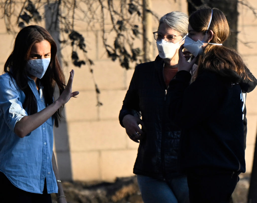 Prine Harry And Meghan Markle Visit The Eaton Fire.